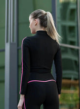 THRUD - LONG SLEEVES ZIP UP - BLACK AND PINK - VECTOR SPORTSWEAR